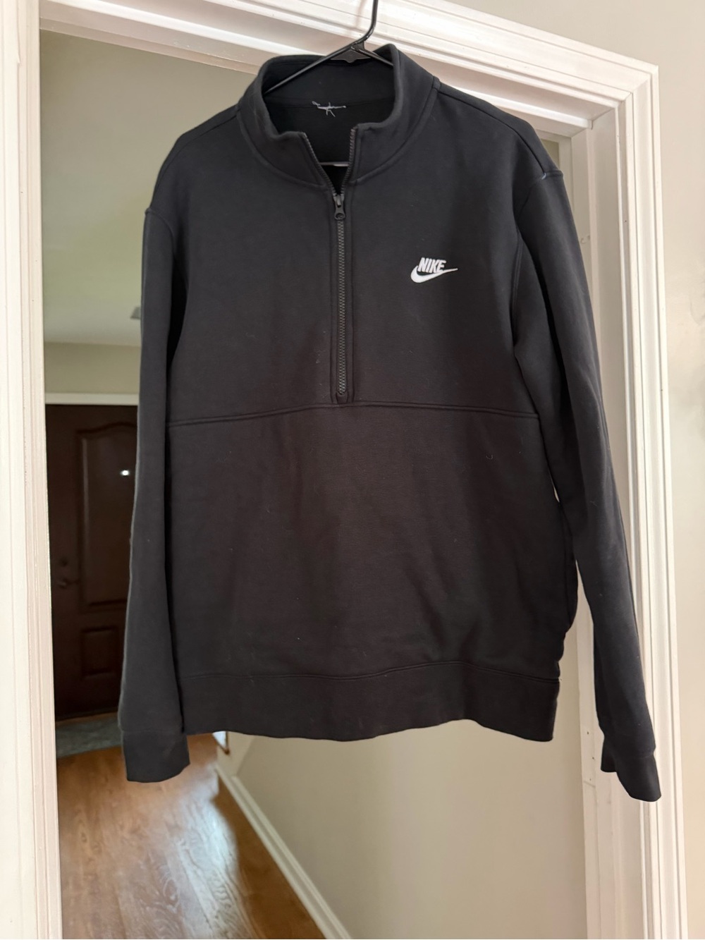 Nike Men’s Black Half-Zip Sweatshirt with White Logo